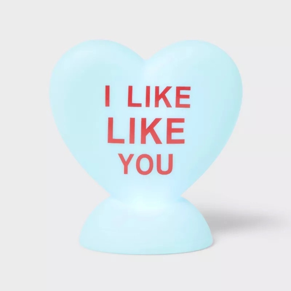 Light Up Valentine's Day Blow Mold “I Like Like You” Heart -  Teal/Blue - Spritz